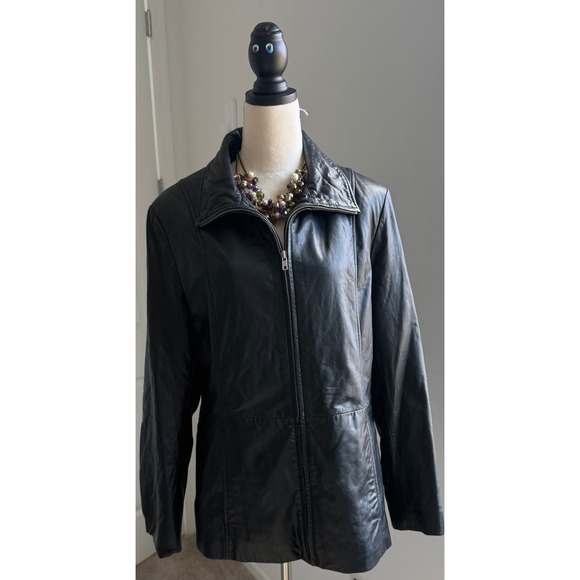 Wilson's Leather Jackets & Blazers - Wilson's Vintage Black Smooth Leather Pelle Studio Zip Up Moto Jacket Sz XL